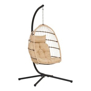 HOUSE NORDICÂ Patras Hængestol - Hængestol, stål stativ, foldbar sæde, incl.hynder, natur/sort195x117x107 cm